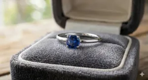 Pierścionek zaręczynowy z niebieskim oczkiem